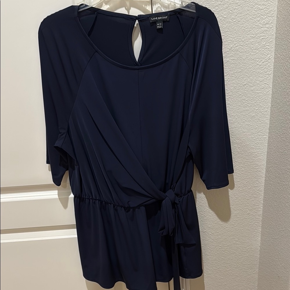 Lane Bryant NWOT Navy Blue Faux Wrap Blouse 14/16